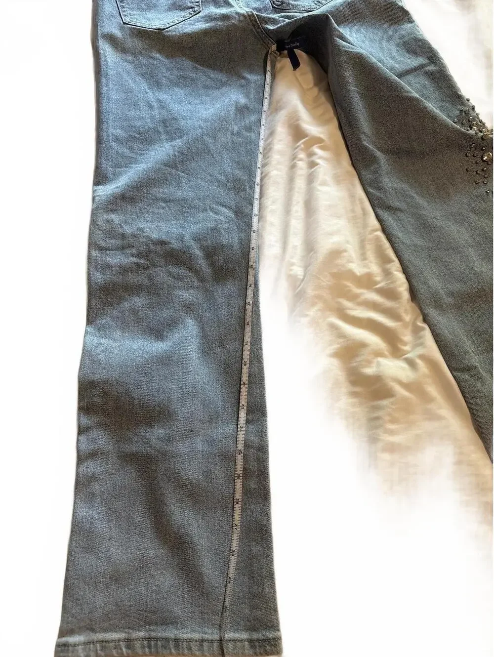Akira Black Label Embellished Rhinestone Straight Leg Jeans Medium Wash Size 11